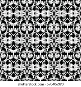 Seamless abstract monochrome engraving pattern. Texture for certificate or diploma, currency and money design. Single-leaf woodcut, xylography, printmaking. Vector Illustration