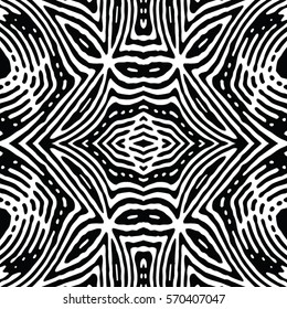 Seamless abstract monochrome engraving pattern. Texture for certificate or diploma, currency and money design. Single-leaf woodcut, xylography, printmaking. Vector Illustration