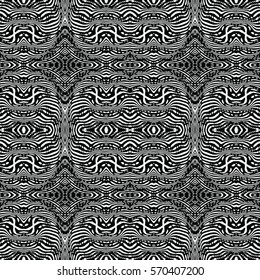 Seamless abstract monochrome engraving pattern. Texture for certificate or diploma, currency and money design. Single-leaf woodcut, xylography, printmaking. Vector Illustration