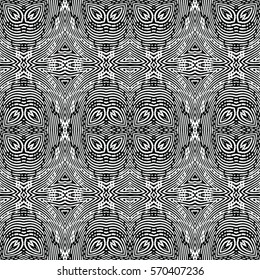 Seamless abstract monochrome engraving pattern. Texture for certificate or diploma, currency and money design. Single-leaf woodcut, xylography, printmaking. Vector Illustration