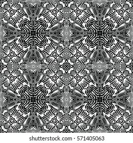 Seamless abstract monochrome engraving pattern. Texture for certificate or diploma, currency and money design. Single-leaf woodcut, xylography, printmaking. Vector Illustration