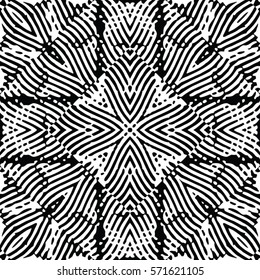 Seamless abstract monochrome engraving pattern. Texture for certificate or diploma, currency and money design. Single-leaf woodcut, xylography, printmaking. Vector Illustration