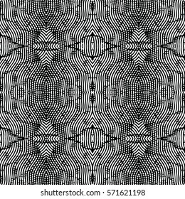 Seamless abstract monochrome engraving pattern. Texture for certificate or diploma, currency and money design. Single-leaf woodcut, xylography, printmaking. Vector Illustration