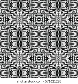 Seamless abstract monochrome engraving pattern. Texture for certificate or diploma, currency and money design. Single-leaf woodcut, xylography, printmaking. Vector Illustration