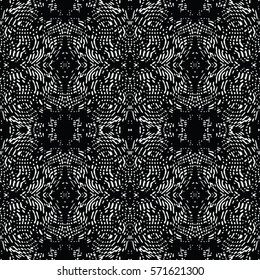 Seamless abstract monochrome engraving pattern. Texture for certificate or diploma, currency and money design. Single-leaf woodcut, xylography, printmaking. Vector Illustration