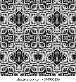 Seamless abstract monochrome engraving pattern. Texture for certificate or diploma, currency and money design. Single-leaf woodcut, xylography, printmaking. Vector Illustration