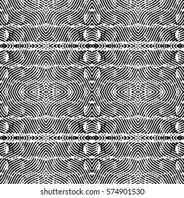 Seamless abstract monochrome engraving pattern. Texture for certificate or diploma, currency and money design. Single-leaf woodcut, xylography, printmaking. Vector Illustration