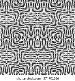 Seamless abstract monochrome engraving pattern. Texture for certificate or diploma, currency and money design. Single-leaf woodcut, xylography, printmaking. Vector Illustration