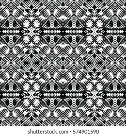 Seamless abstract monochrome engraving pattern. Texture for certificate or diploma, currency and money design. Single-leaf woodcut, xylography, printmaking. Vector Illustration