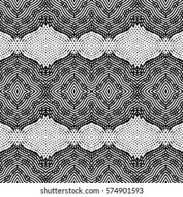 Seamless abstract monochrome engraving pattern. Texture for certificate or diploma, currency and money design. Single-leaf woodcut, xylography, printmaking. Vector Illustration