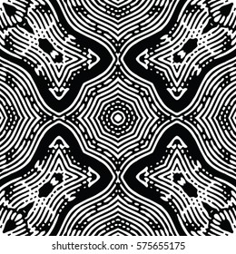 Seamless abstract monochrome engraving pattern. Texture for certificate or diploma, currency and money design. Single-leaf woodcut, xylography, printmaking. Vector Illustration