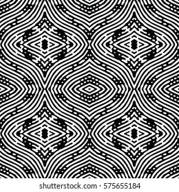 Seamless abstract monochrome engraving pattern. Texture for certificate or diploma, currency and money design. Single-leaf woodcut, xylography, printmaking. Vector Illustration
