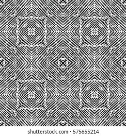 Seamless abstract monochrome engraving pattern. Texture for certificate or diploma, currency and money design. Single-leaf woodcut, xylography, printmaking. Vector Illustration