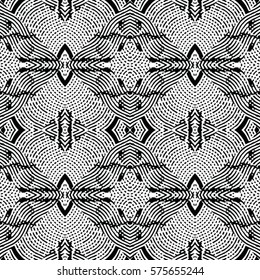 Seamless abstract monochrome engraving pattern. Texture for certificate or diploma, currency and money design. Single-leaf woodcut, xylography, printmaking. Vector Illustration