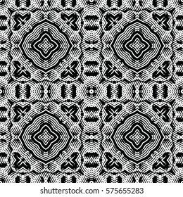 Seamless abstract monochrome engraving pattern. Texture for certificate or diploma, currency and money design. Single-leaf woodcut, xylography, printmaking. Vector Illustration