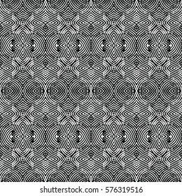 Seamless abstract monochrome engraving pattern. Texture for certificate or diploma, currency and money design. Single-leaf woodcut, xylography, printmaking. Vector Illustration