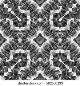Seamless abstract monochrome engraving pattern. Texture for certificate or diploma, currency and money design. Single-leaf woodcut, xylography, printmaking. Vector Illustration