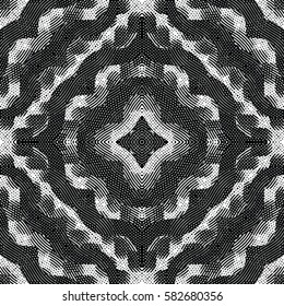 Seamless abstract monochrome engraving pattern. Texture for certificate or diploma, currency and money design. Single-leaf woodcut, xylography, printmaking. Vector Illustration