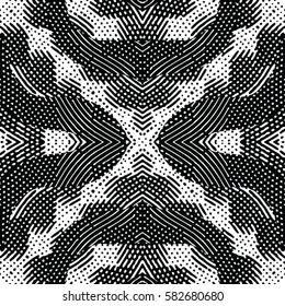 Seamless abstract monochrome engraving pattern. Texture for certificate or diploma, currency and money design. Single-leaf woodcut, xylography, printmaking. Vector Illustration
