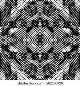 Seamless abstract monochrome engraving pattern. Texture for certificate or diploma, currency and money design. Single-leaf woodcut, xylography, printmaking. Vector Illustration