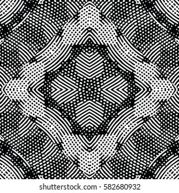 Seamless abstract monochrome engraving pattern. Texture for certificate or diploma, currency and money design. Single-leaf woodcut, xylography, printmaking. Vector Illustration