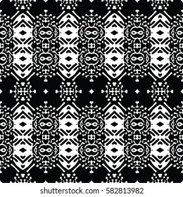 Seamless abstract monochrome engraving pattern. Texture for certificate or diploma, currency and money design. Single-leaf woodcut, xylography, printmaking. Vector Illustration