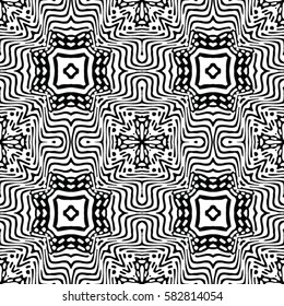 Seamless abstract monochrome engraving pattern. Texture for certificate or diploma, currency and money design. Single-leaf woodcut, xylography, printmaking. Vector Illustration