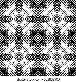 Seamless abstract monochrome engraving pattern. Texture for certificate or diploma, currency and money design. Single-leaf woodcut, xylography, printmaking. Vector Illustration