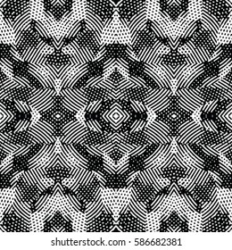 Seamless abstract monochrome engraving pattern. Texture for certificate or diploma, currency and money design. Single-leaf woodcut, xylography, printmaking. Vector Illustration