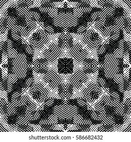 Seamless abstract monochrome engraving pattern. Texture for certificate or diploma, currency and money design. Single-leaf woodcut, xylography, printmaking. Vector Illustration