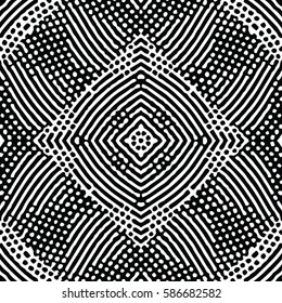 Seamless abstract monochrome engraving pattern. Texture for certificate or diploma, currency and money design. Single-leaf woodcut, xylography, printmaking. Vector Illustration