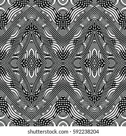Seamless abstract monochrome engraving pattern. Texture for certificate or diploma, currency and money design. Single-leaf woodcut, xylography, printmaking. Vector Illustration