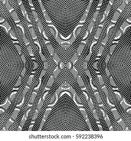Seamless abstract monochrome engraving pattern. Texture for certificate or diploma, currency and money design. Single-leaf woodcut, xylography, printmaking. Vector Illustration