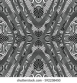 Seamless abstract monochrome engraving pattern. Texture for certificate or diploma, currency and money design. Single-leaf woodcut, xylography, printmaking. Vector Illustration