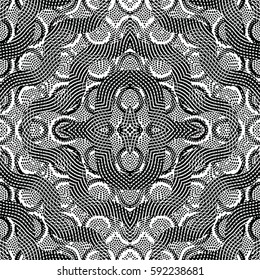 Seamless abstract monochrome engraving pattern. Texture for certificate or diploma, currency and money design. Single-leaf woodcut, xylography, printmaking. Vector Illustration