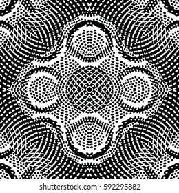 Seamless abstract monochrome engraving pattern. Texture for certificate or diploma, currency and money design. Single-leaf woodcut, xylography, printmaking. Vector Illustration