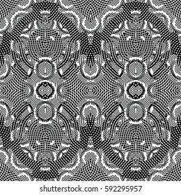 Seamless abstract monochrome engraving pattern. Texture for certificate or diploma, currency and money design. Single-leaf woodcut, xylography, printmaking. Vector Illustration