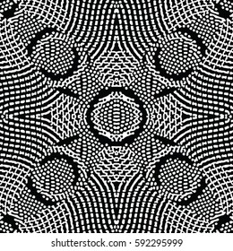 Seamless abstract monochrome engraving pattern. Texture for certificate or diploma, currency and money design. Single-leaf woodcut, xylography, printmaking. Vector Illustration