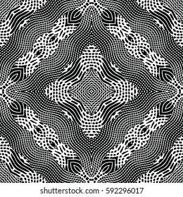 Seamless abstract monochrome engraving pattern. Texture for certificate or diploma, currency and money design. Single-leaf woodcut, xylography, printmaking. Vector Illustration