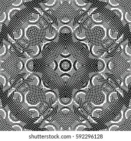 Seamless abstract monochrome engraving pattern. Texture for certificate or diploma, currency and money design. Single-leaf woodcut, xylography, printmaking. Vector Illustration