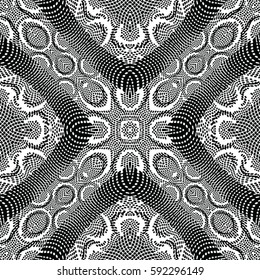 Seamless abstract monochrome engraving pattern. Texture for certificate or diploma, currency and money design. Single-leaf woodcut, xylography, printmaking. Vector Illustration