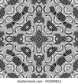 Seamless abstract monochrome engraving pattern. Texture for certificate or diploma, currency and money design. Single-leaf woodcut, xylography, printmaking. Vector Illustration
