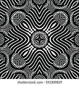 Seamless abstract monochrome engraving pattern. Texture for certificate or diploma, currency and money design. Single-leaf woodcut, xylography, printmaking. Vector Illustration