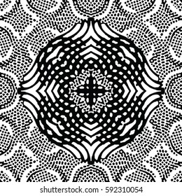 Seamless abstract monochrome engraving pattern. Texture for certificate or diploma, currency and money design. Single-leaf woodcut, xylography, printmaking. Vector Illustration