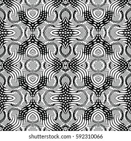 Seamless abstract monochrome engraving pattern. Texture for certificate or diploma, currency and money design. Single-leaf woodcut, xylography, printmaking. Vector Illustration