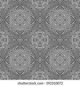 Seamless abstract monochrome engraving pattern. Texture for certificate or diploma, currency and money design. Single-leaf woodcut, xylography, printmaking. Vector Illustration