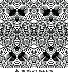 Seamless abstract monochrome engraving pattern. Texture for certificate or diploma, currency and money design. Single-leaf woodcut, xylography, printmaking. Vector Illustration