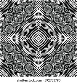 Seamless abstract monochrome engraving pattern. Texture for certificate or diploma, currency and money design. Single-leaf woodcut, xylography, printmaking. Vector Illustration