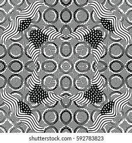 Seamless abstract monochrome engraving pattern. Texture for certificate or diploma, currency and money design. Single-leaf woodcut, xylography, printmaking. Vector Illustration
