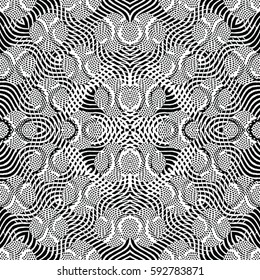Seamless abstract monochrome engraving pattern. Texture for certificate or diploma, currency and money design. Single-leaf woodcut, xylography, printmaking. Vector Illustration